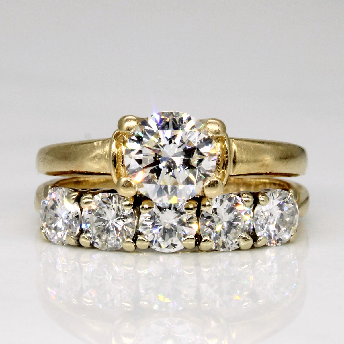 Diamond Engagement & Wedding Fused Rings | 1.78ctw SI1 H/I | SZ 4.75