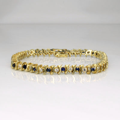 Diamond & Sapphire Tennis Bracelet | 0.75ctw, 0.58ctw | 7