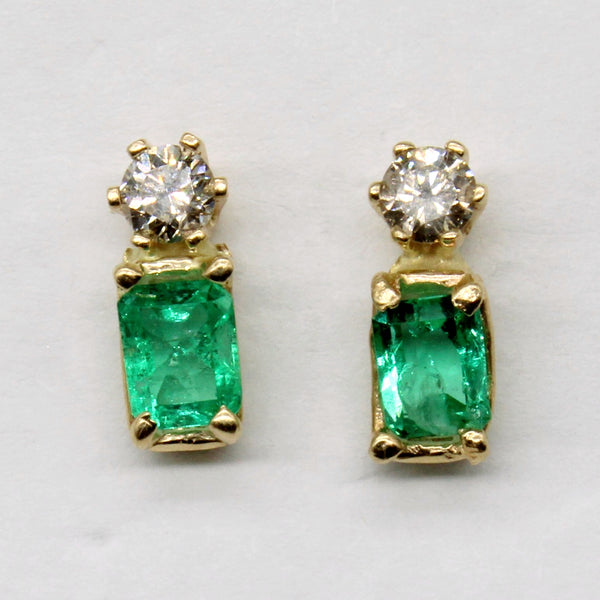 Emerald & Diamond Earrings | 0.70ctw, 0.20ctw |