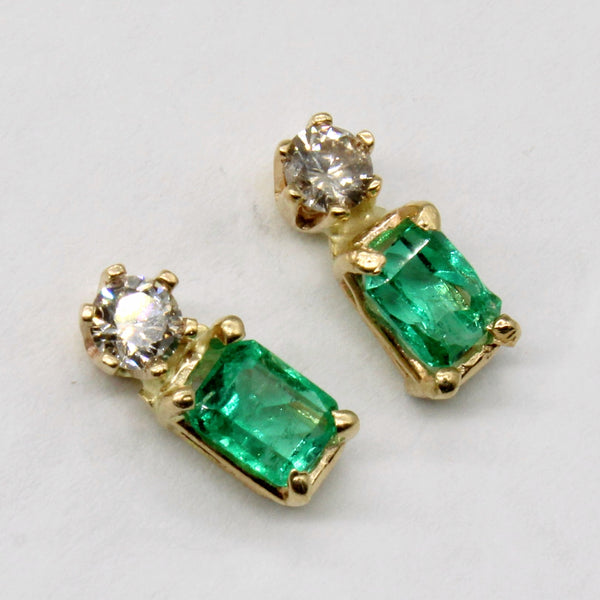 Emerald & Diamond Earrings | 0.70ctw, 0.20ctw |