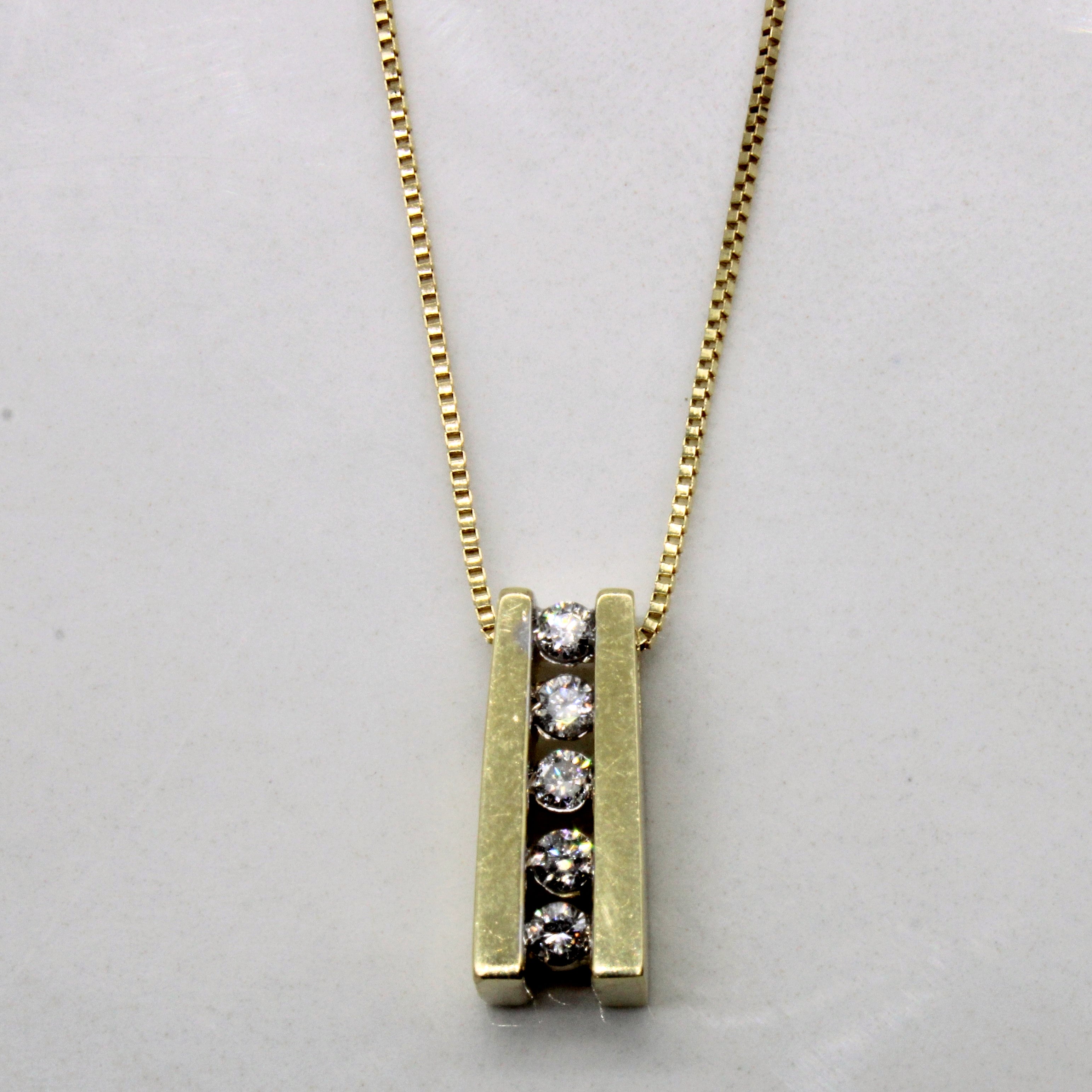 Channel Set Diamond Pendant & Necklace | 0.10ctw | 18" |