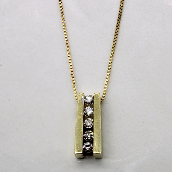 Channel Set Diamond Pendant & Necklace | 0.10ctw | 18