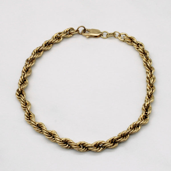 10k Yellow Gold Rope Chain Bracelet | 7.5