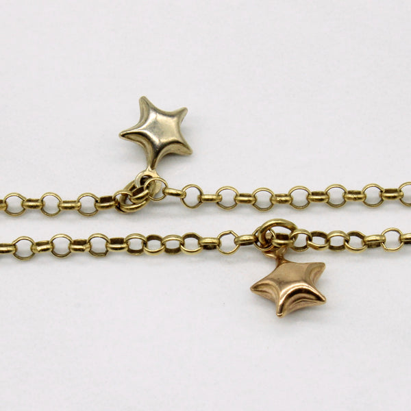 18k Tri Tone Gold Star Charm Bracelet | 7