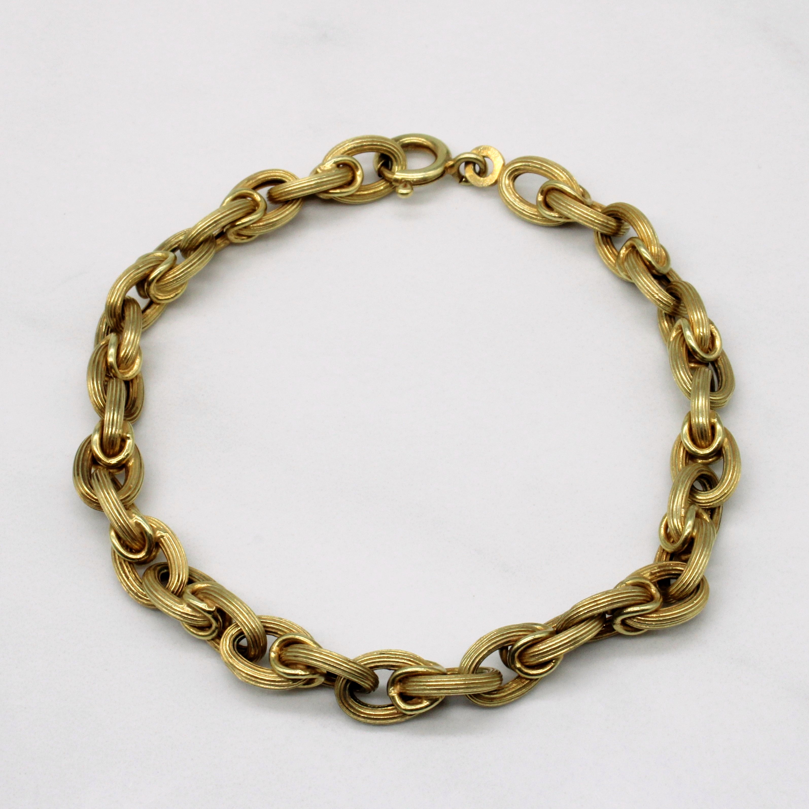 Bracelet à maillons uniques en or jaune 14 carats | 8 pouces | 