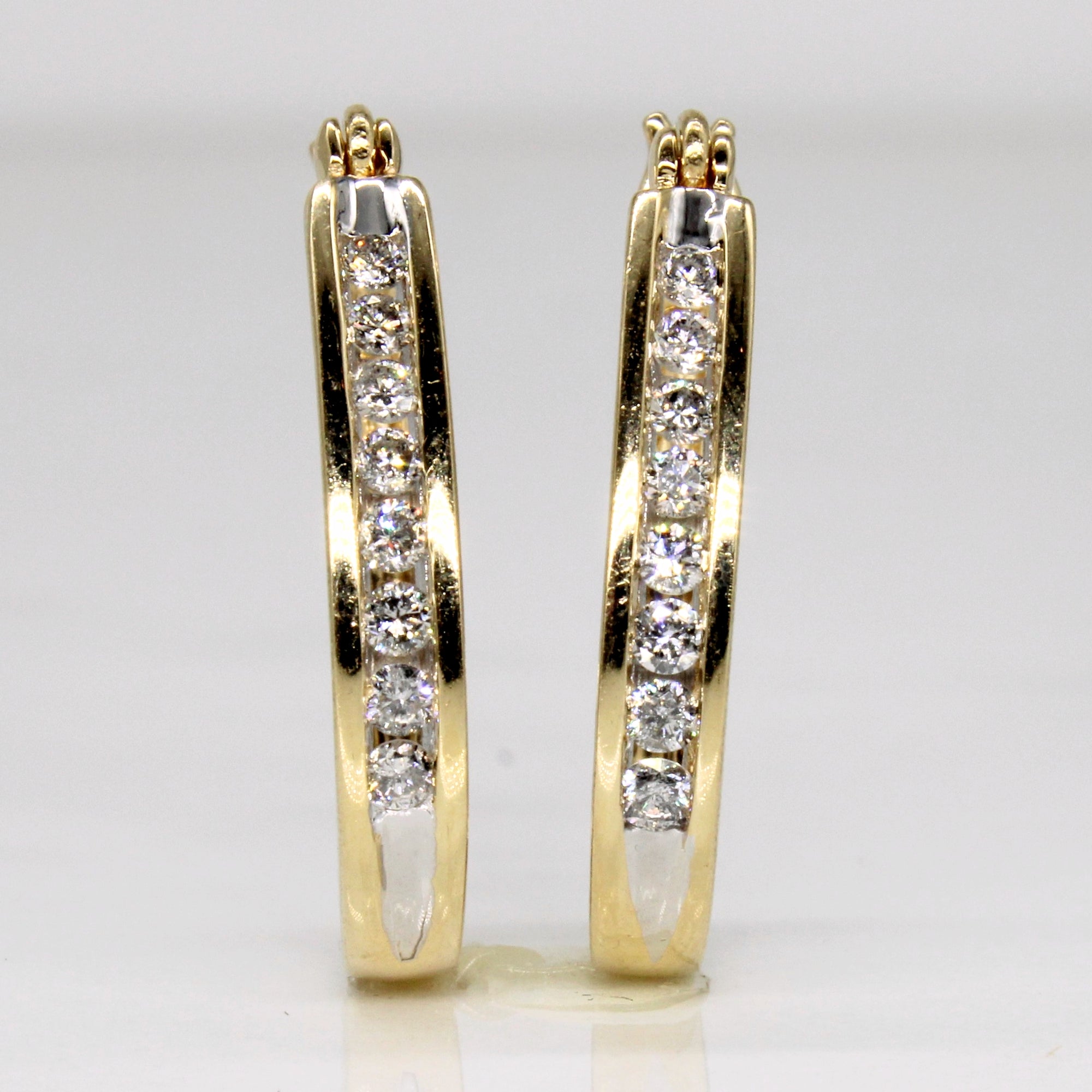 Diamond Oval Hoop Earrings | 0.32ctw |