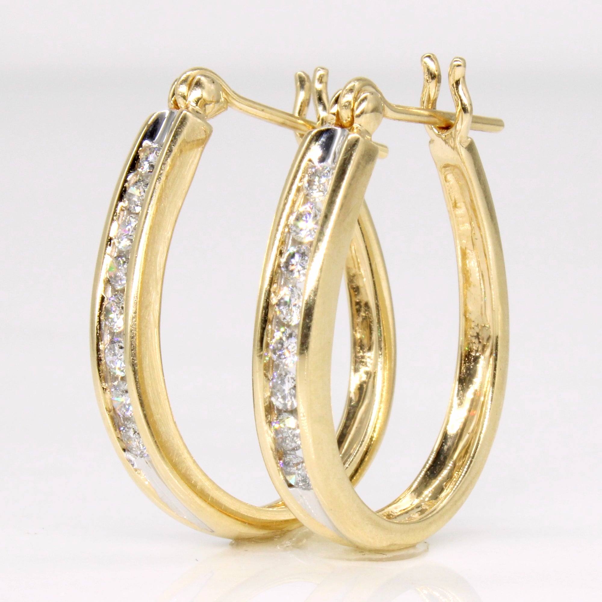 Diamond Oval Hoop Earrings | 0.32ctw |