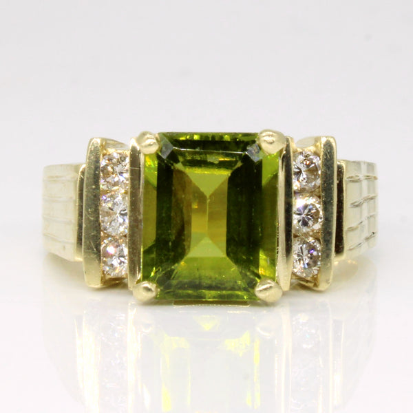 Peridot & Diamond Cocktail Ring | 3.60ct, 0.36ctw | SZ 9.25 |