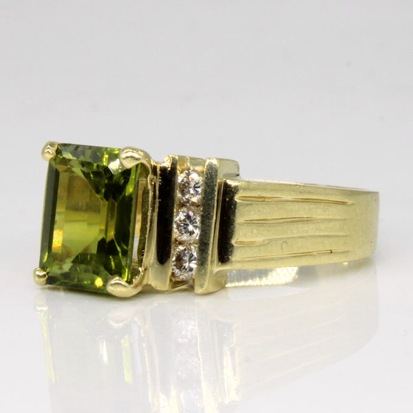Peridot & Diamond Cocktail Ring | 3.60ct, 0.36ctw | SZ 9.25 |