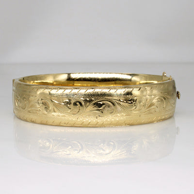 9k Yellow Gold Ornate Engraved Cuff | 8.5