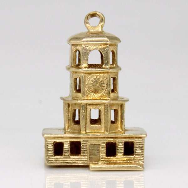 10k Yellow Gold Clock Tower Charm