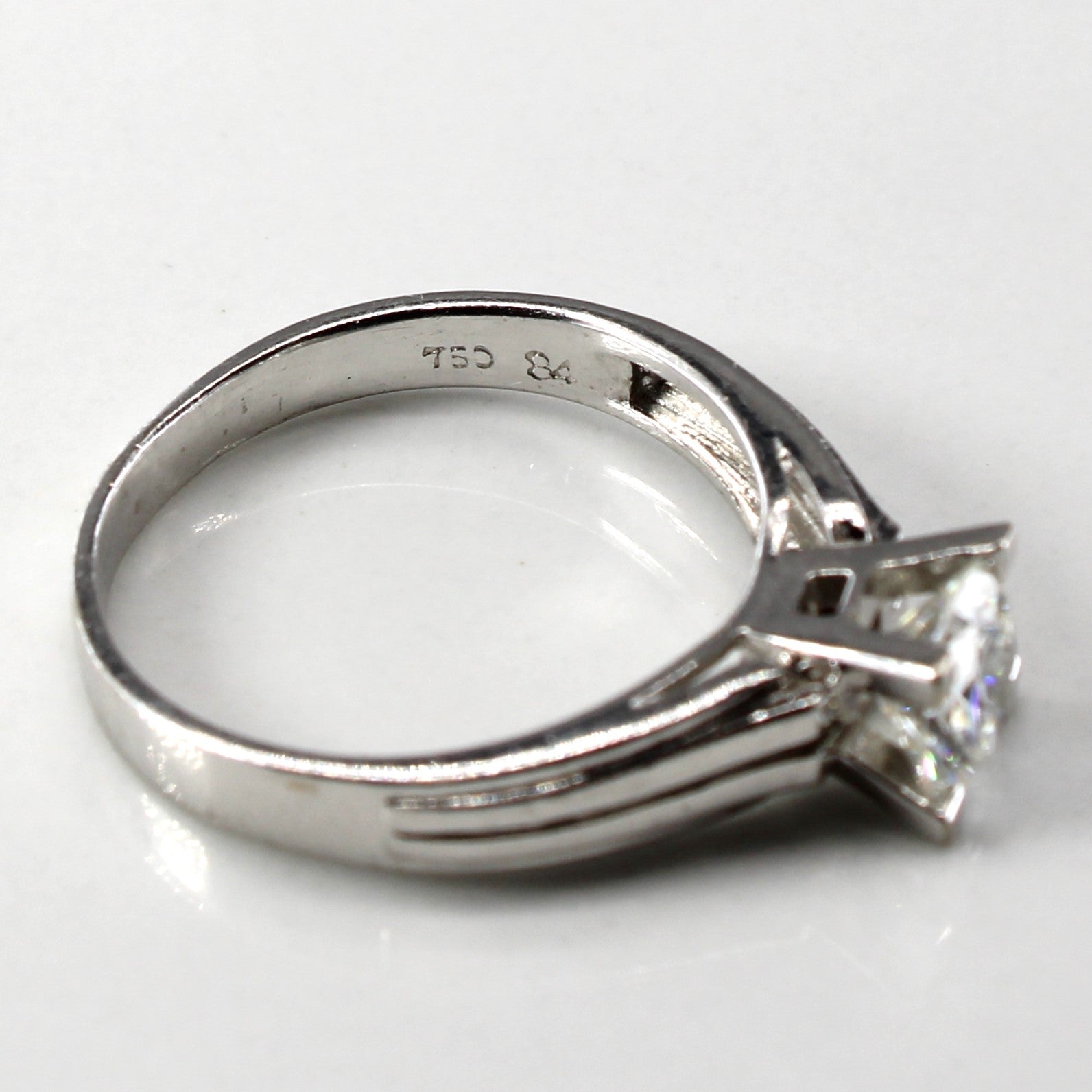 18k Solitaire Diamond White Gold Ring | 0.87ct VVS2/VS1 F/G | SZ 6.5 |
