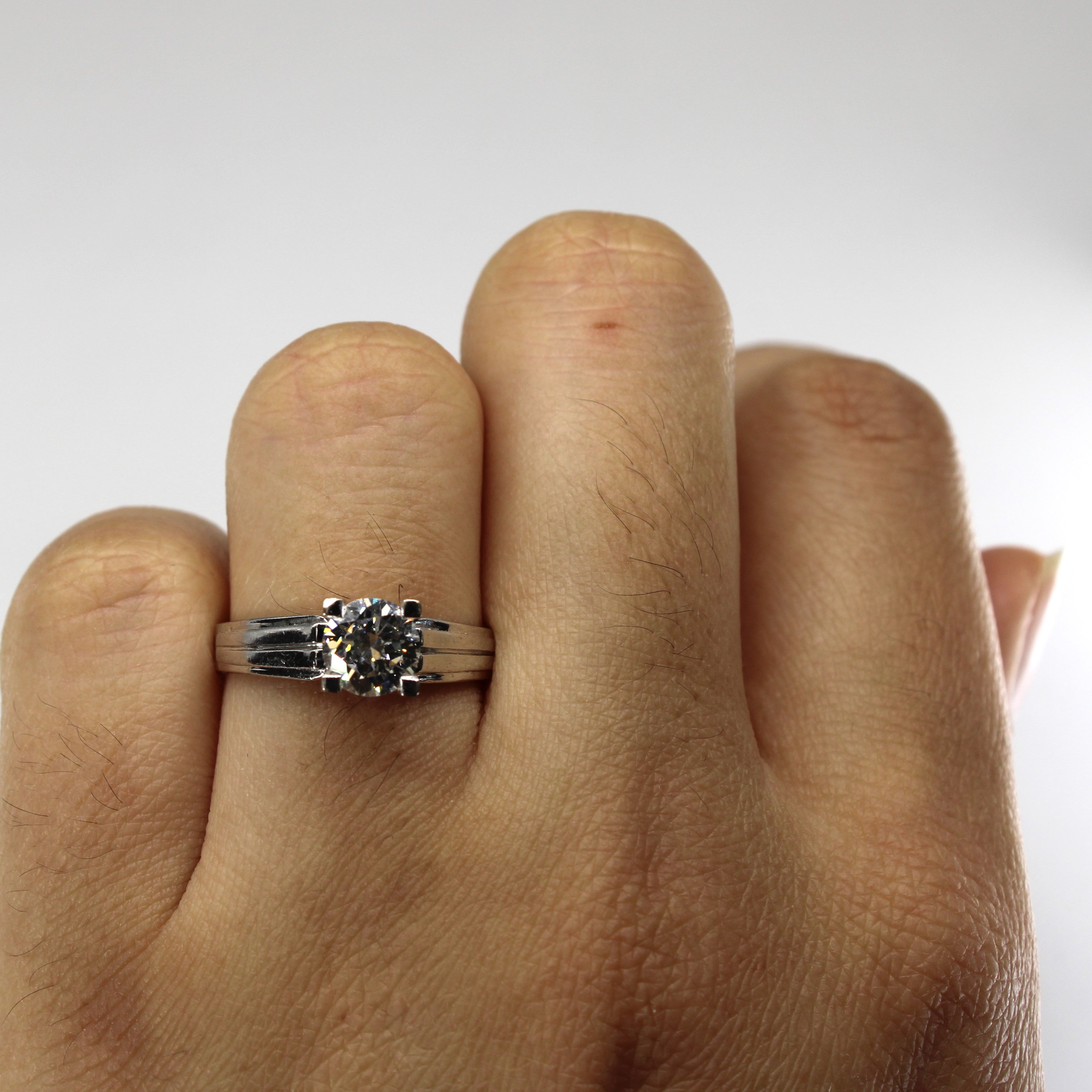 18k Solitaire Diamond White Gold Ring | 0.87ct VVS2/VS1 F/G | SZ 6.5 |