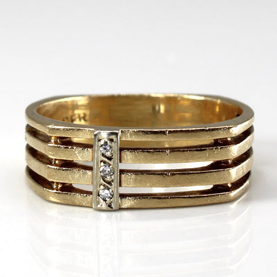 Diamond Triple Row Gold Ring | 0.04ctw | SZ 8.75 |