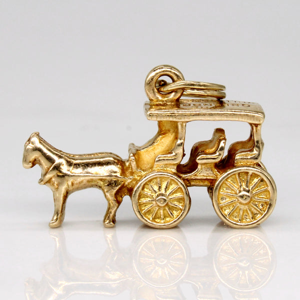 14k Yellow Gold Horse & Carriage Charm