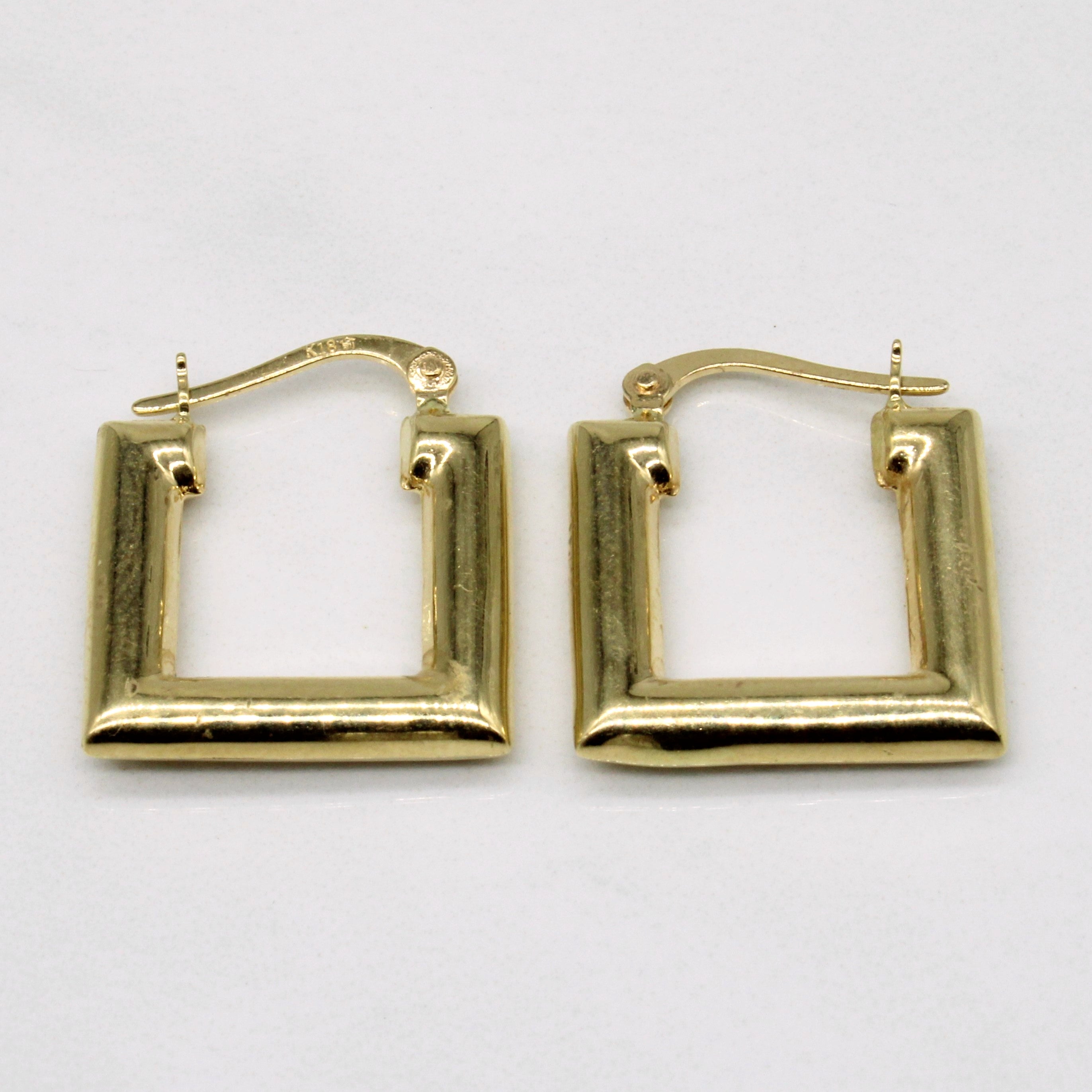 18k Yellow Gold Square Hoop Earrings