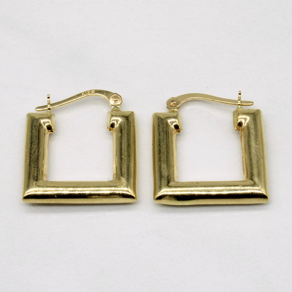 18k Yellow Gold Square Hoop Earrings