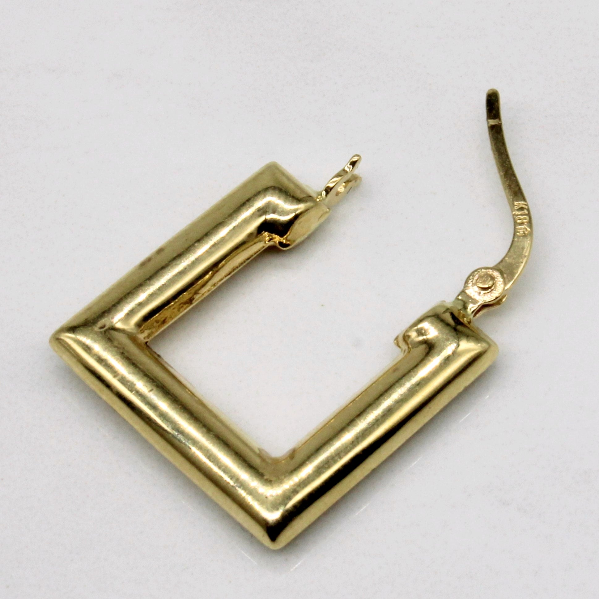 18k Yellow Gold Square Hoop Earrings