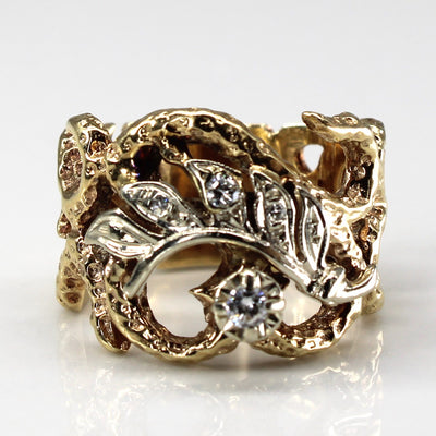 Textured Diamond Two Tone Gold Ring | 0.10ctw | SZ 5.5 |