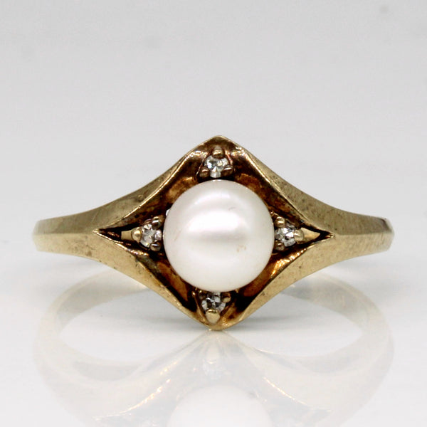 Pearl & Diamond Ring | 0.02ctw | SZ 6 |