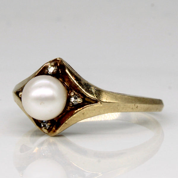 Pearl & Diamond Ring | 0.02ctw | SZ 6 |