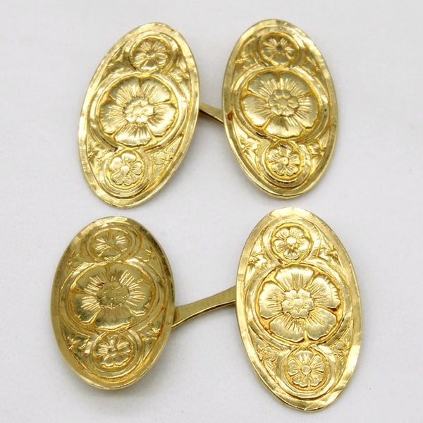 18k Yellow Gold Floral Cufflinks