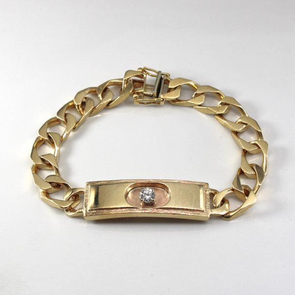 Solitaire Diamond Curb Link Chain Bracelet | 0.42ct | 7.5