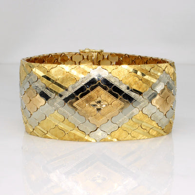 18k Italian Tri Tone Gold Vintage Bracelet | 7.5
