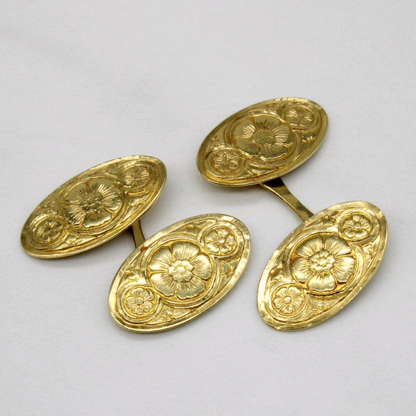 18k Yellow Gold Floral Cufflinks