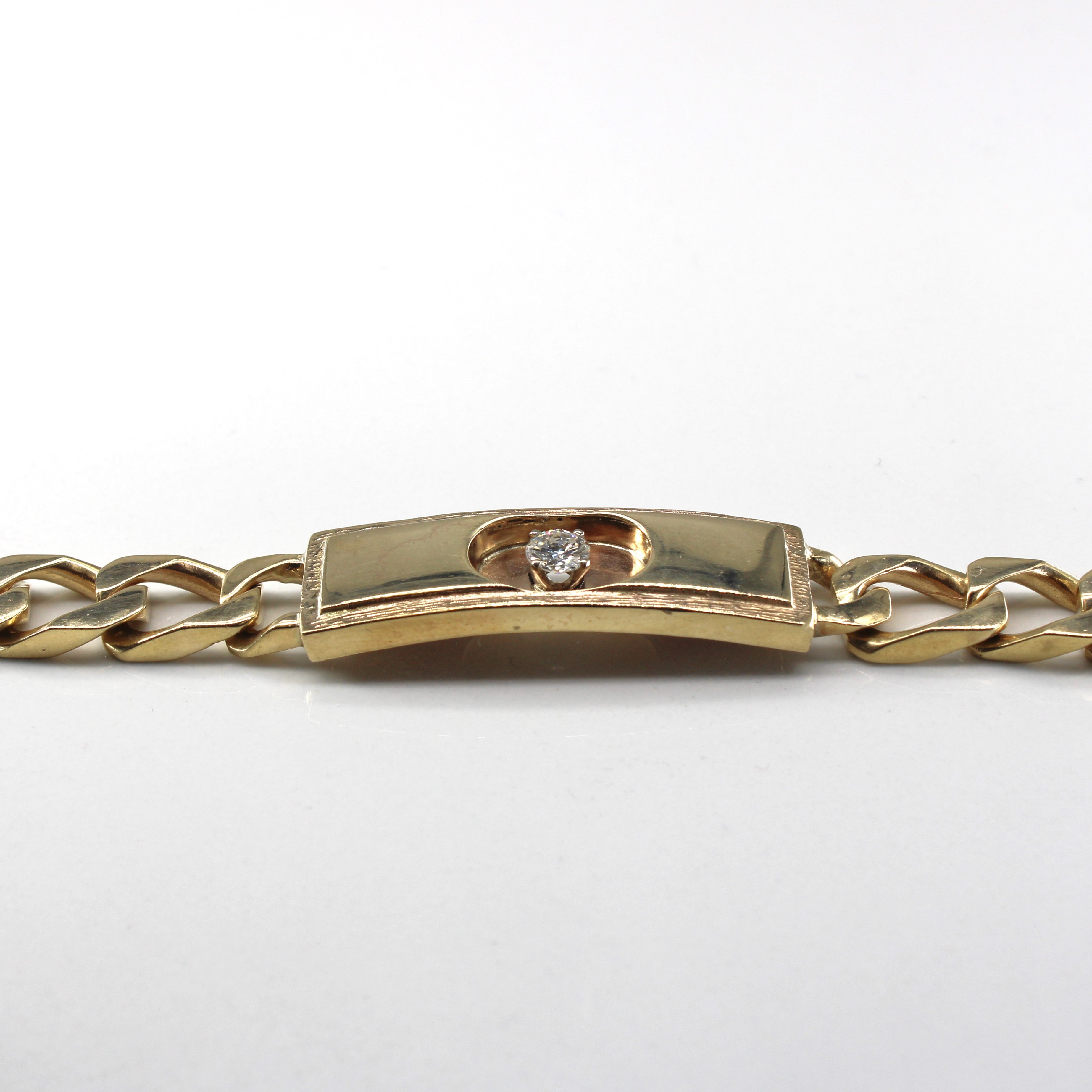 Solitaire Diamond Curb Link Chain Bracelet | 0.42ct | 7.5"|