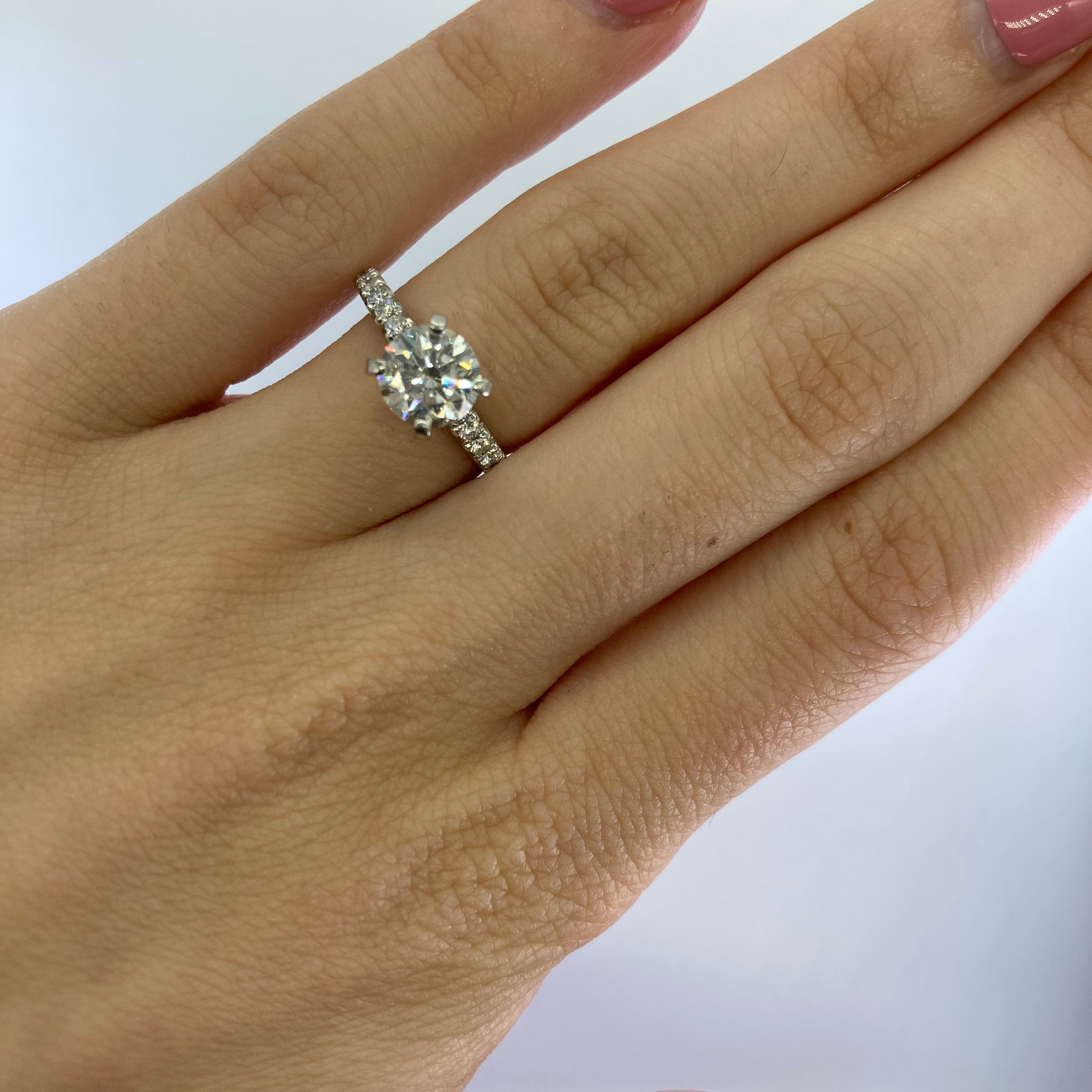 GIA Certified Diamond Solitaire Engagement Ring with Accents | 1.50ctw VVS1 E Ex | SZ 4.75 |