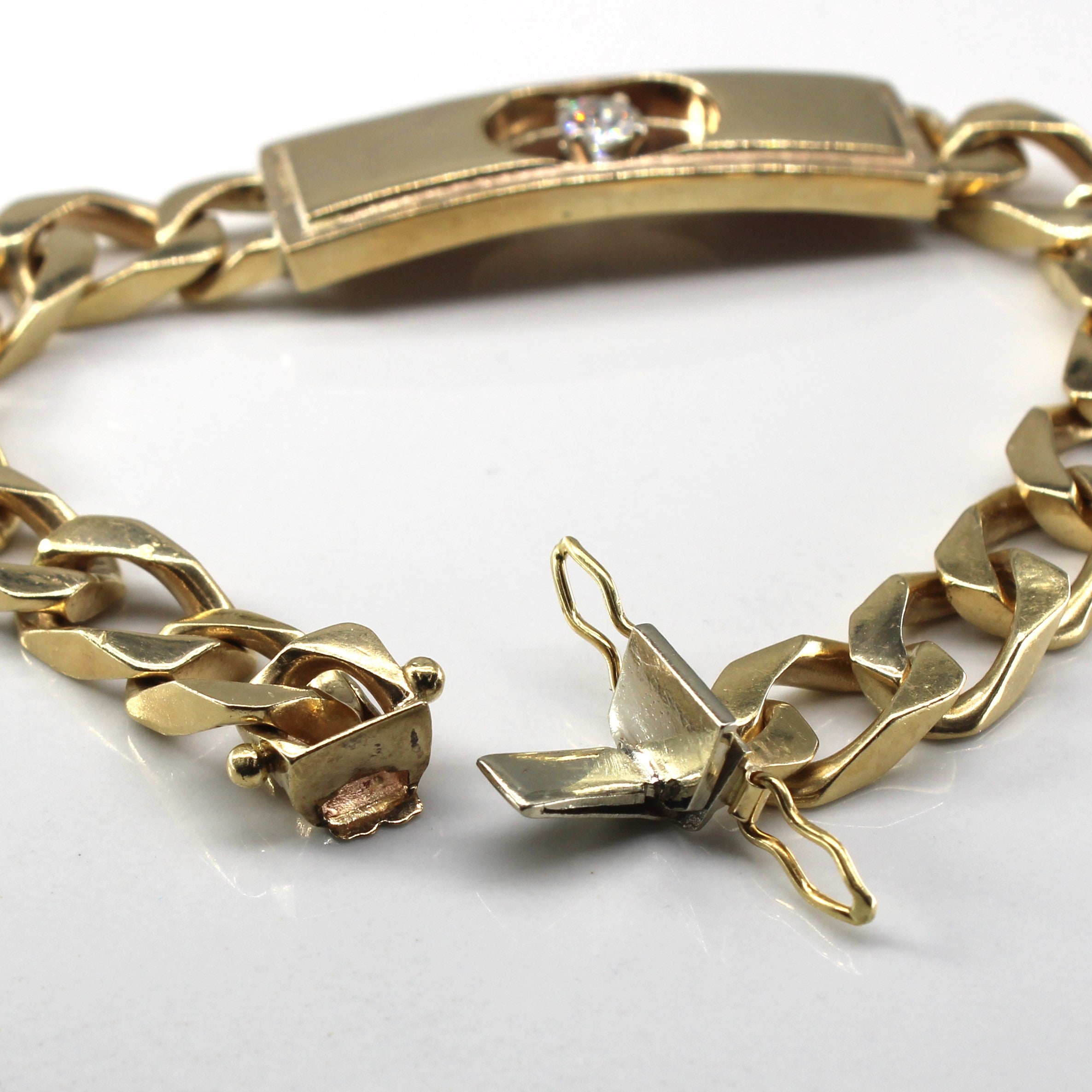 Solitaire Diamond Curb Link Chain Bracelet | 0.42ct | 7.5"|