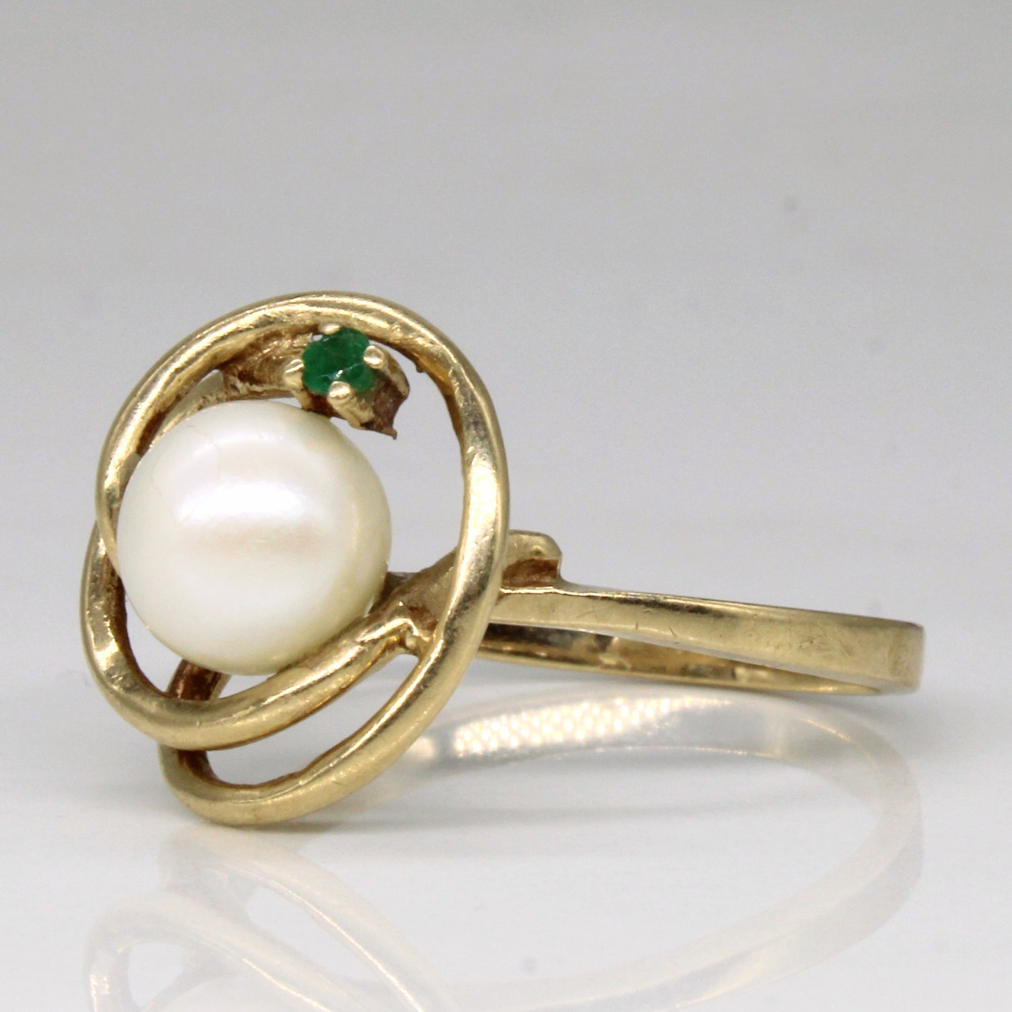 Pearl & Emerald Cocktail Ring | 0.02ct | SZ 7.5 |