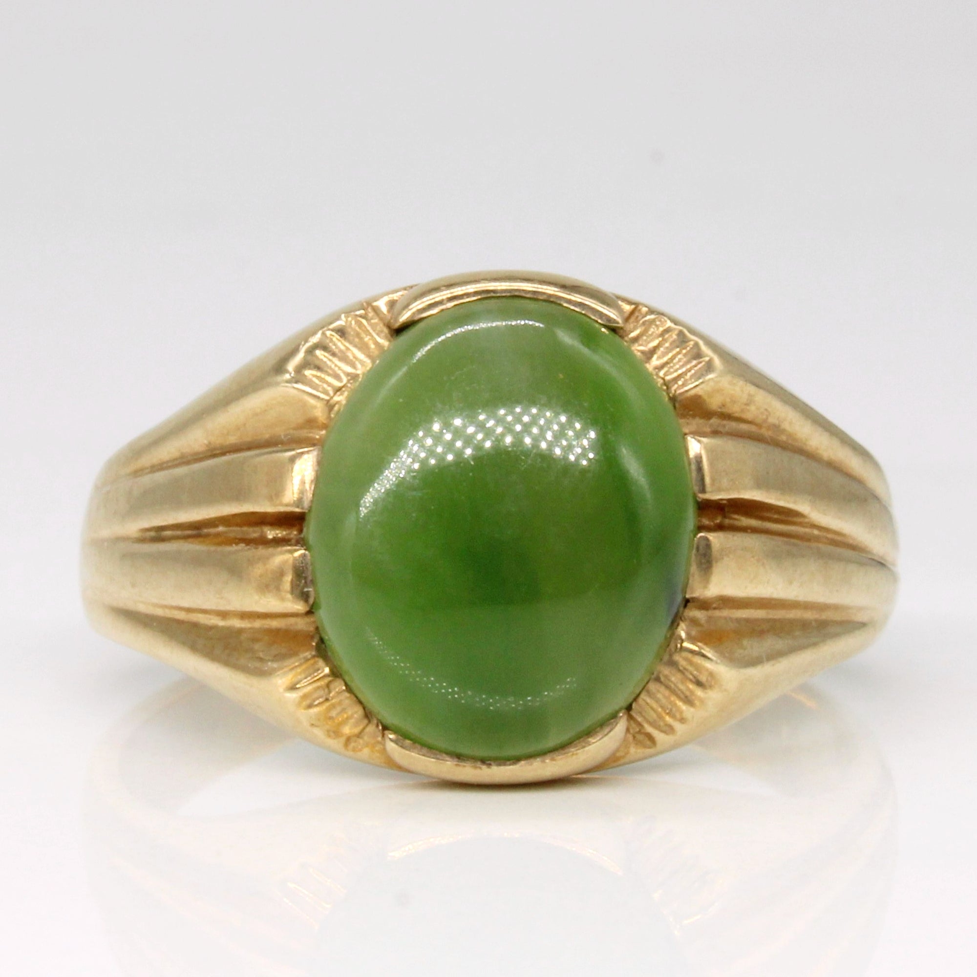 Vintage Jade and Diamond Cocktail Ring of 14k Gold - Trademark Antiques