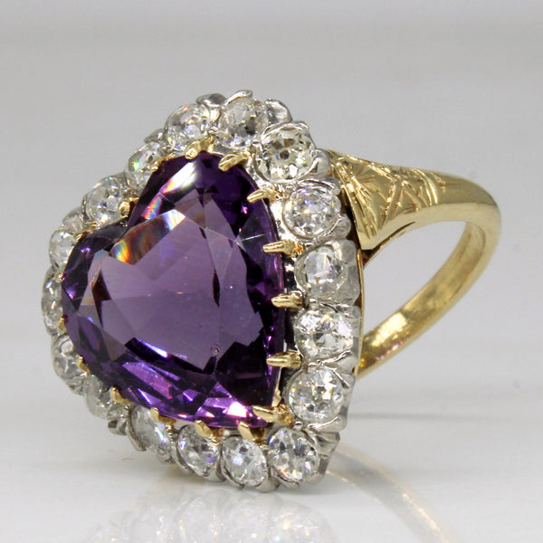 Victorian Amethyst & Diamond Heart Ring | 6.55ct, 1.36ctw | SZ 7.25 |