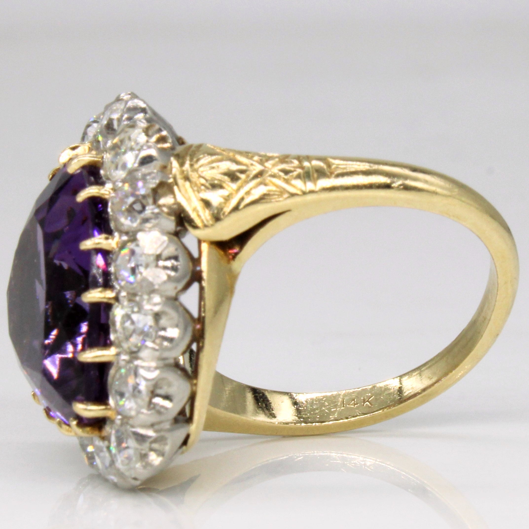 Victorian Amethyst & Diamond Heart Ring | 6.55ct, 1.36ctw | SZ 7.25 |