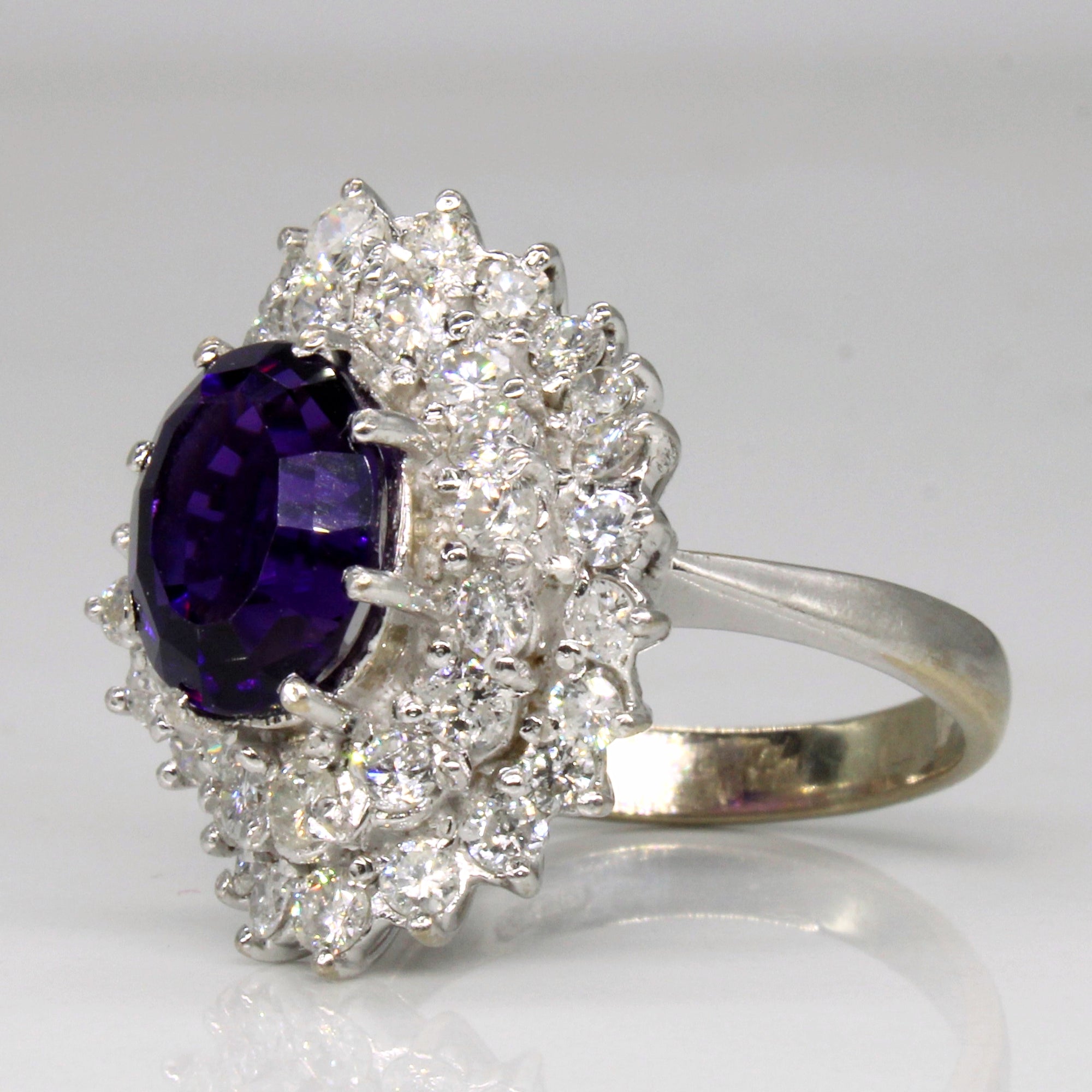 London 1975 Amethyst & Diamond Cocktail Ring | 2.45ct, 1.78ctw | SZ 6.25 |