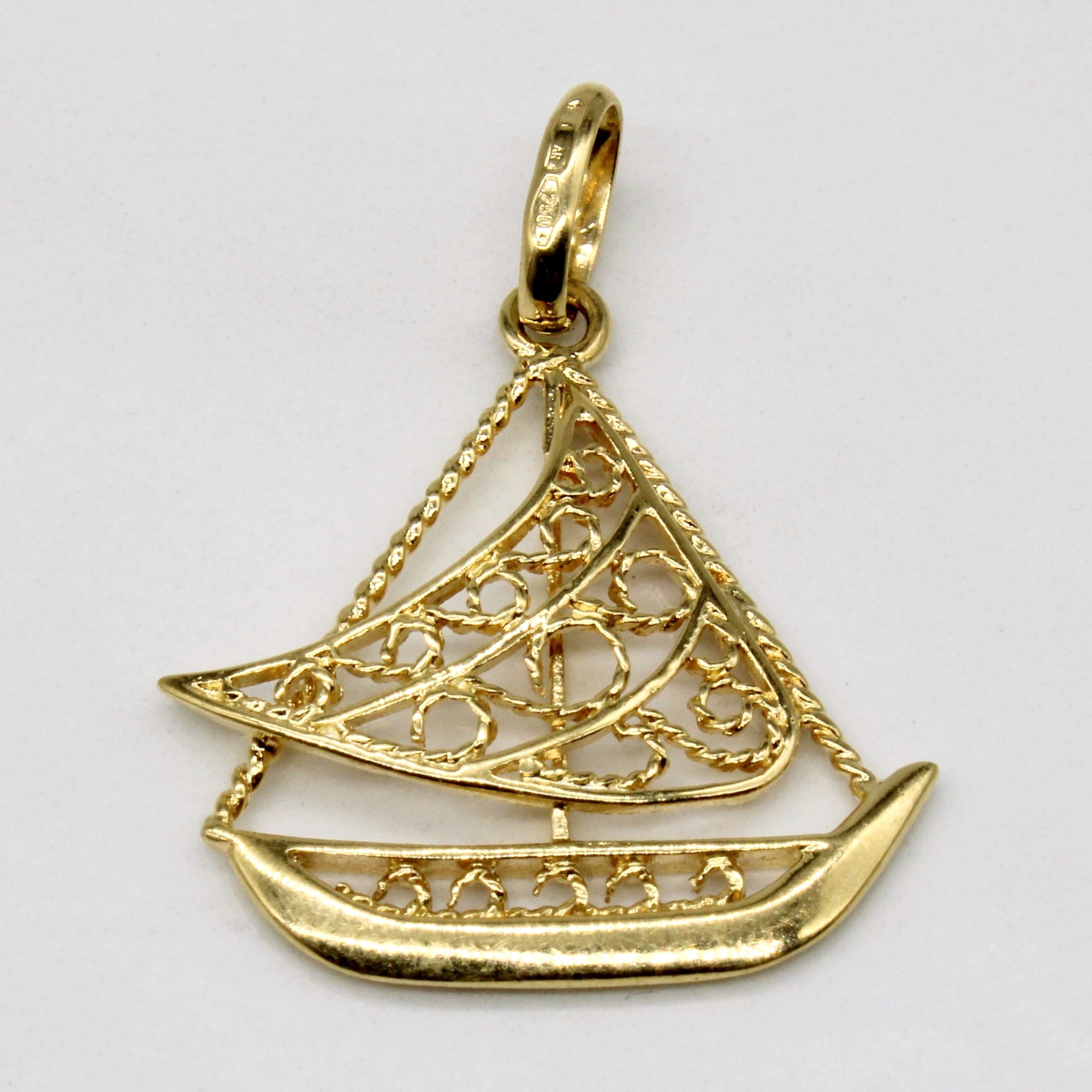 18k Yellow Gold Boat Charm