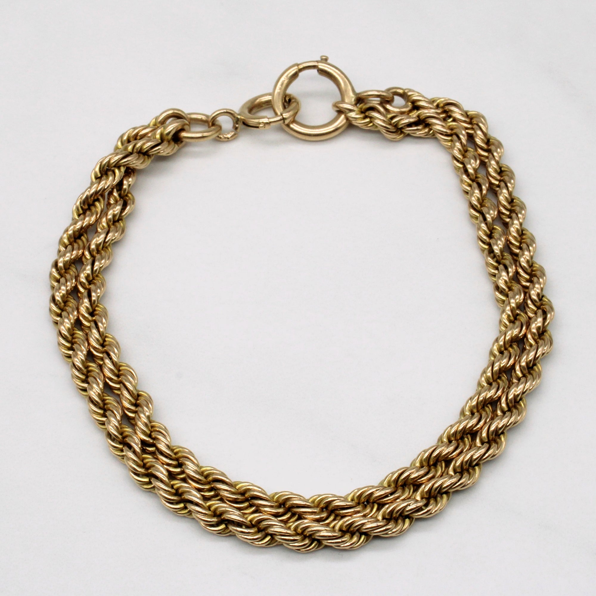 10k Yellow Gold Tiered Rope Chain Bracelet | 8.25