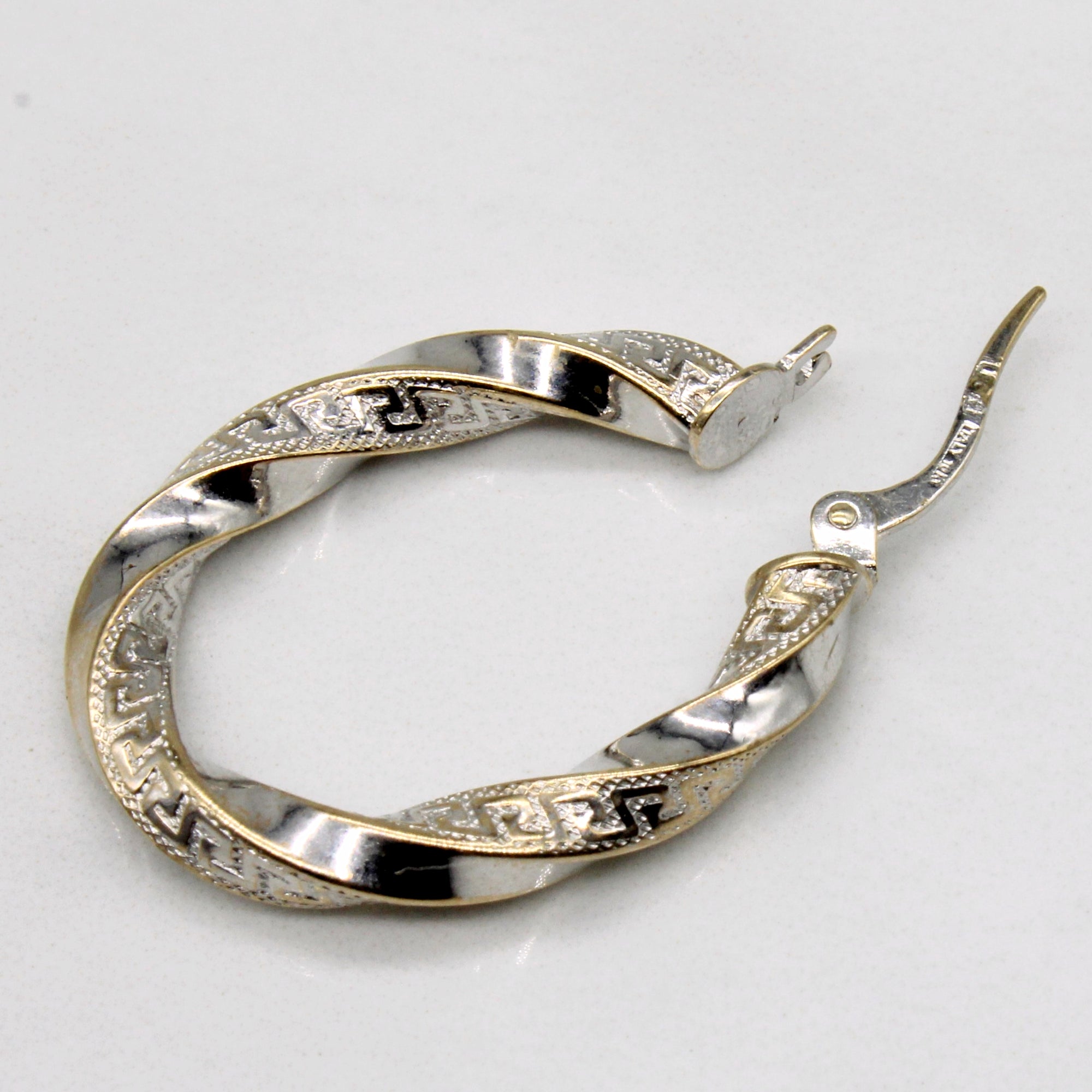 10k Two Tone Gold Twist Hoop Earrings