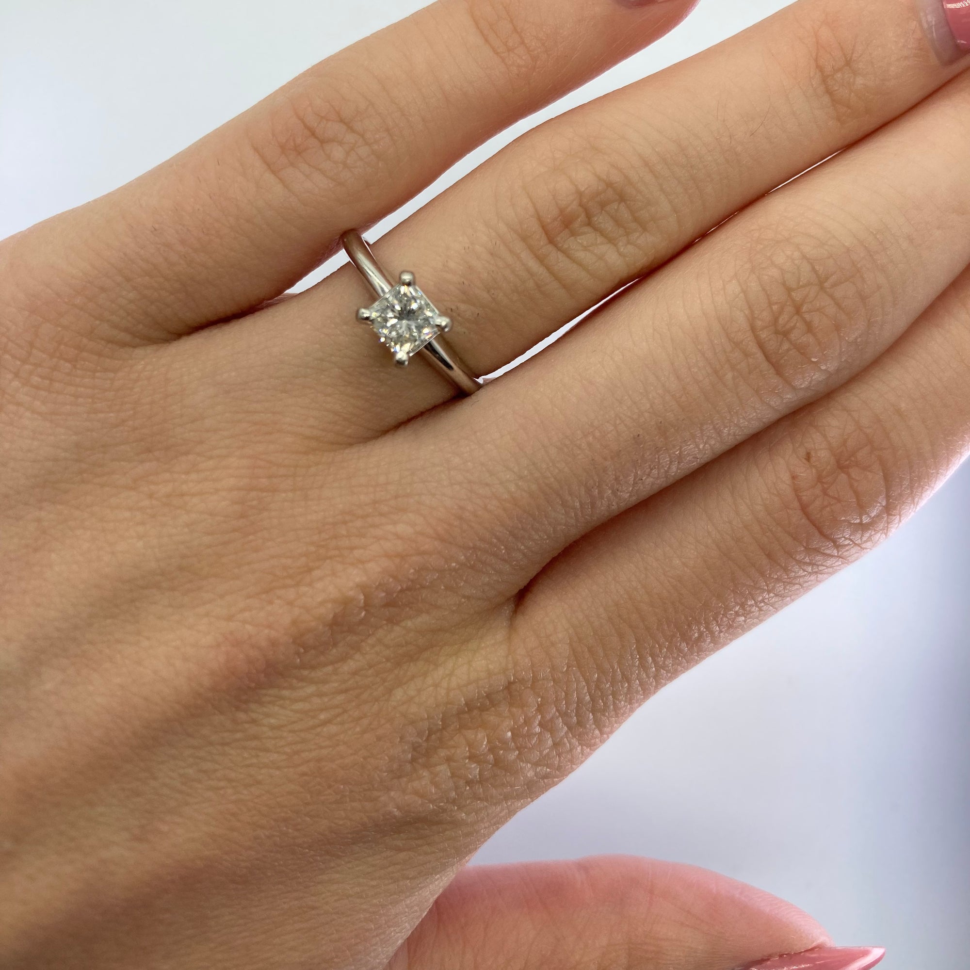 Princess Cut GIA Certified Diamond Solitaire Engagement Ring | 0.70ct J VS2 | SZ 5 |