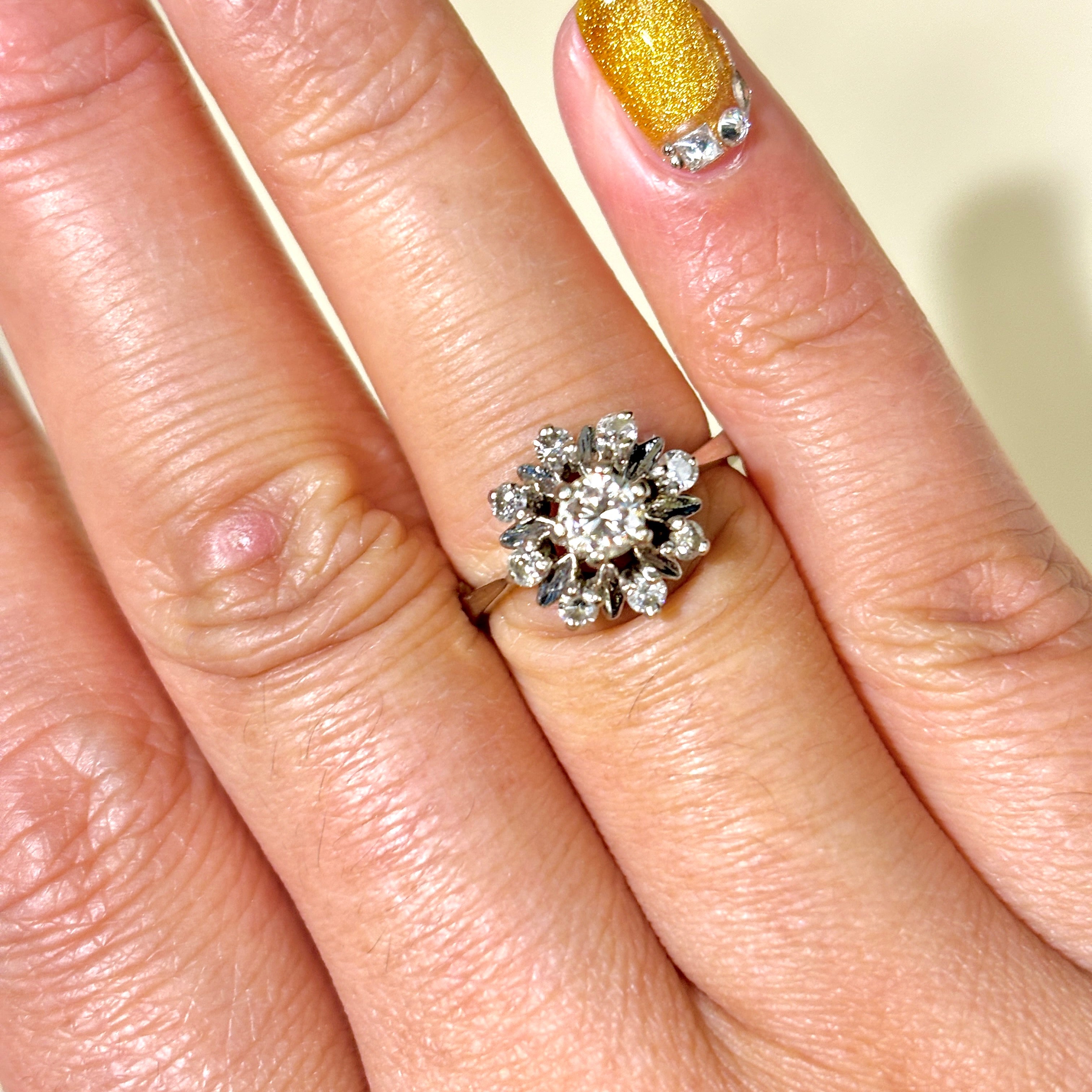 14k White Gold Diamond Petal Halo Ring | 0.58ctw | SZ 4.75