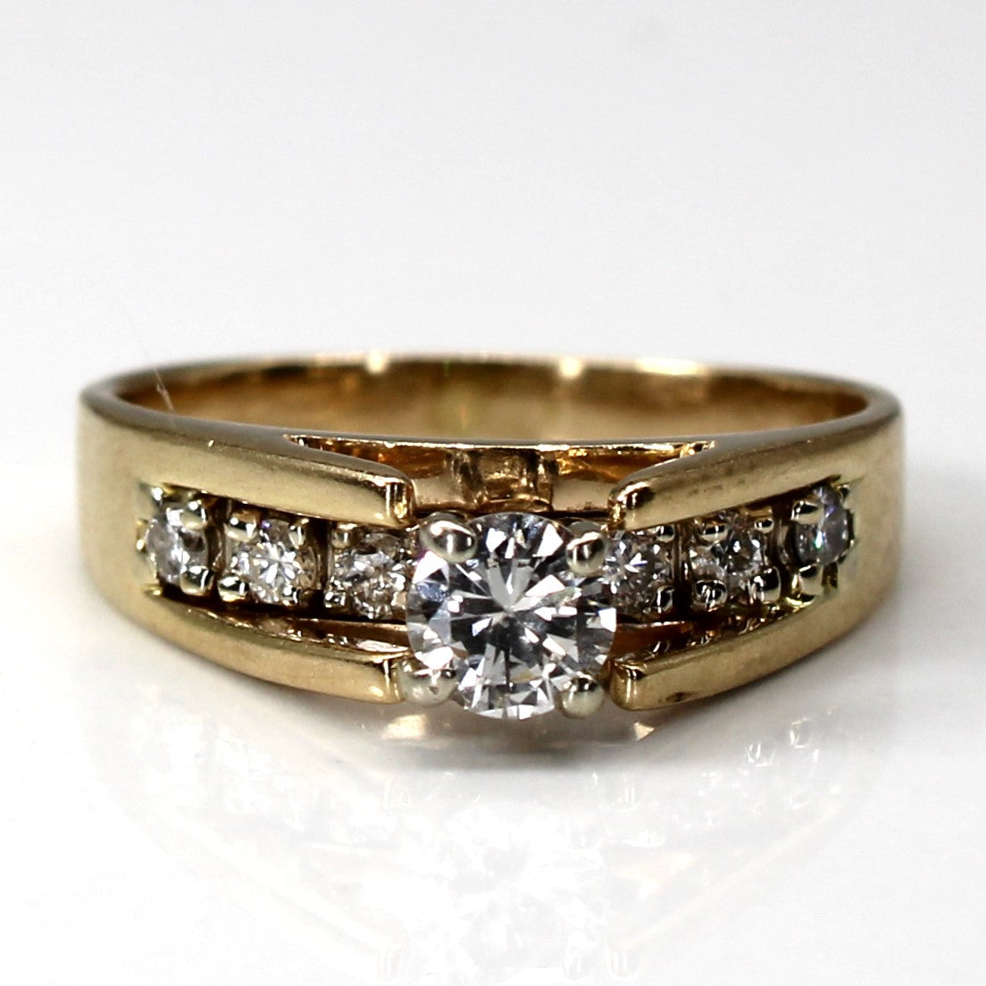 High Set Diamond with Accents Ring | 0.39ctw | SZ 5.25
