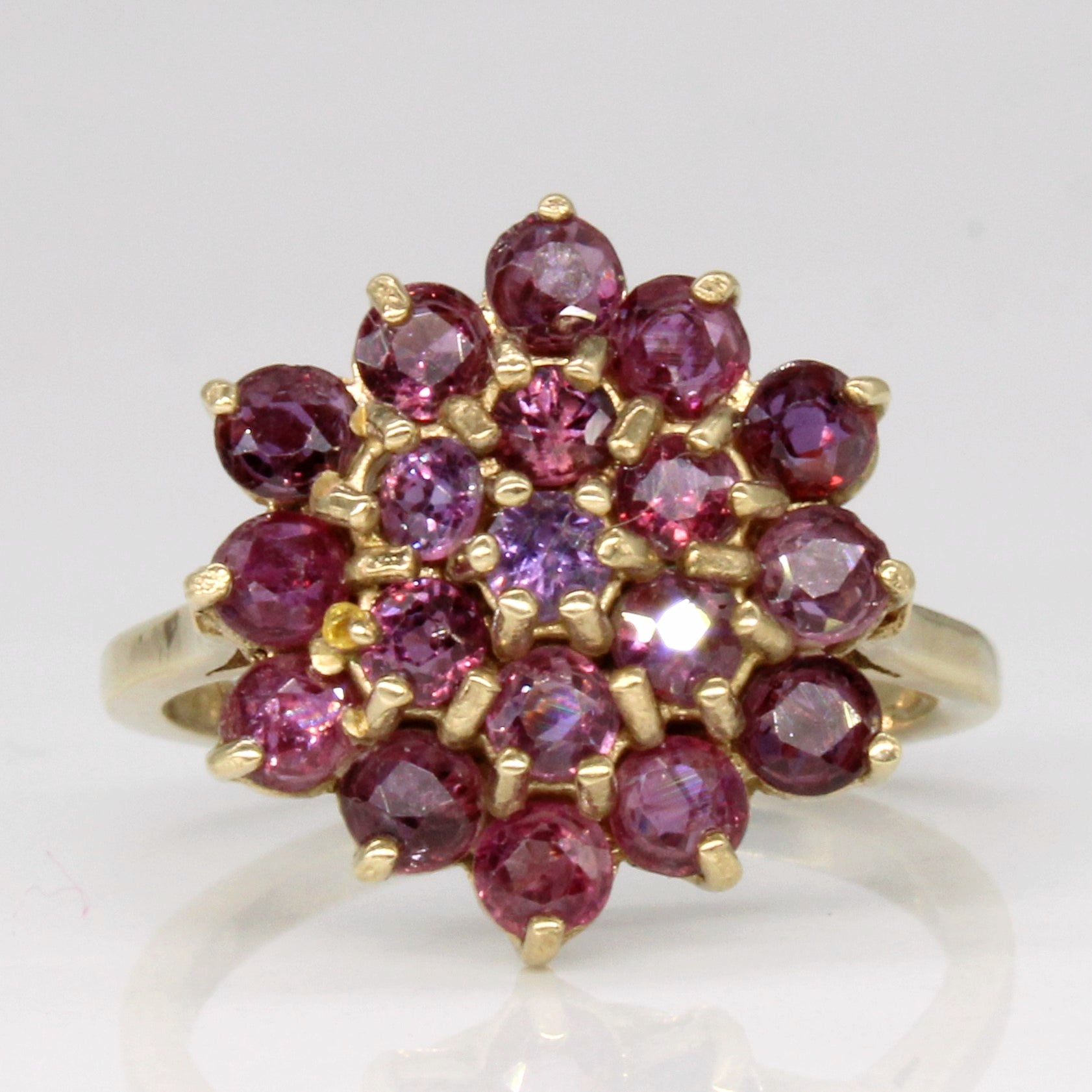 1978 Hallmarked High Set Ruby Cluster Ring | 1.54ctw | SZ 6.5 |