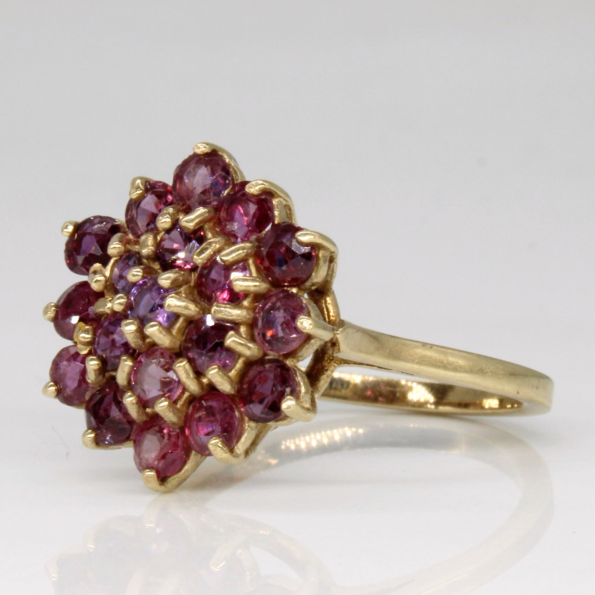 1978 Hallmarked High Set Ruby Cluster Ring | 1.54ctw | SZ 6.5 |