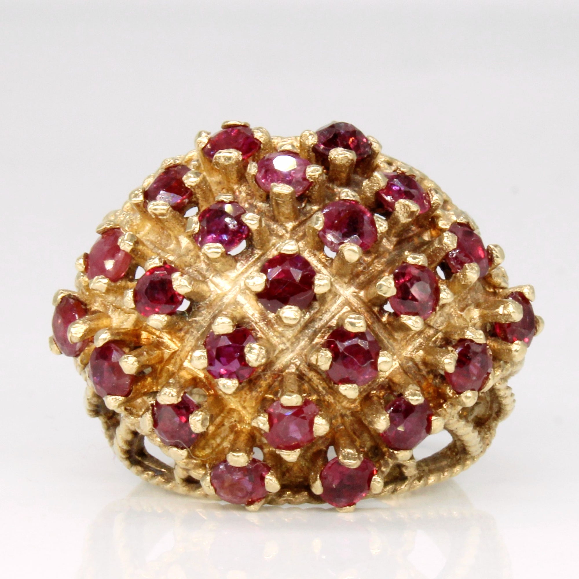 1978 Hallmarked Ruby Cluster Cocktail Ring | 1.85ctw | SZ 6 |