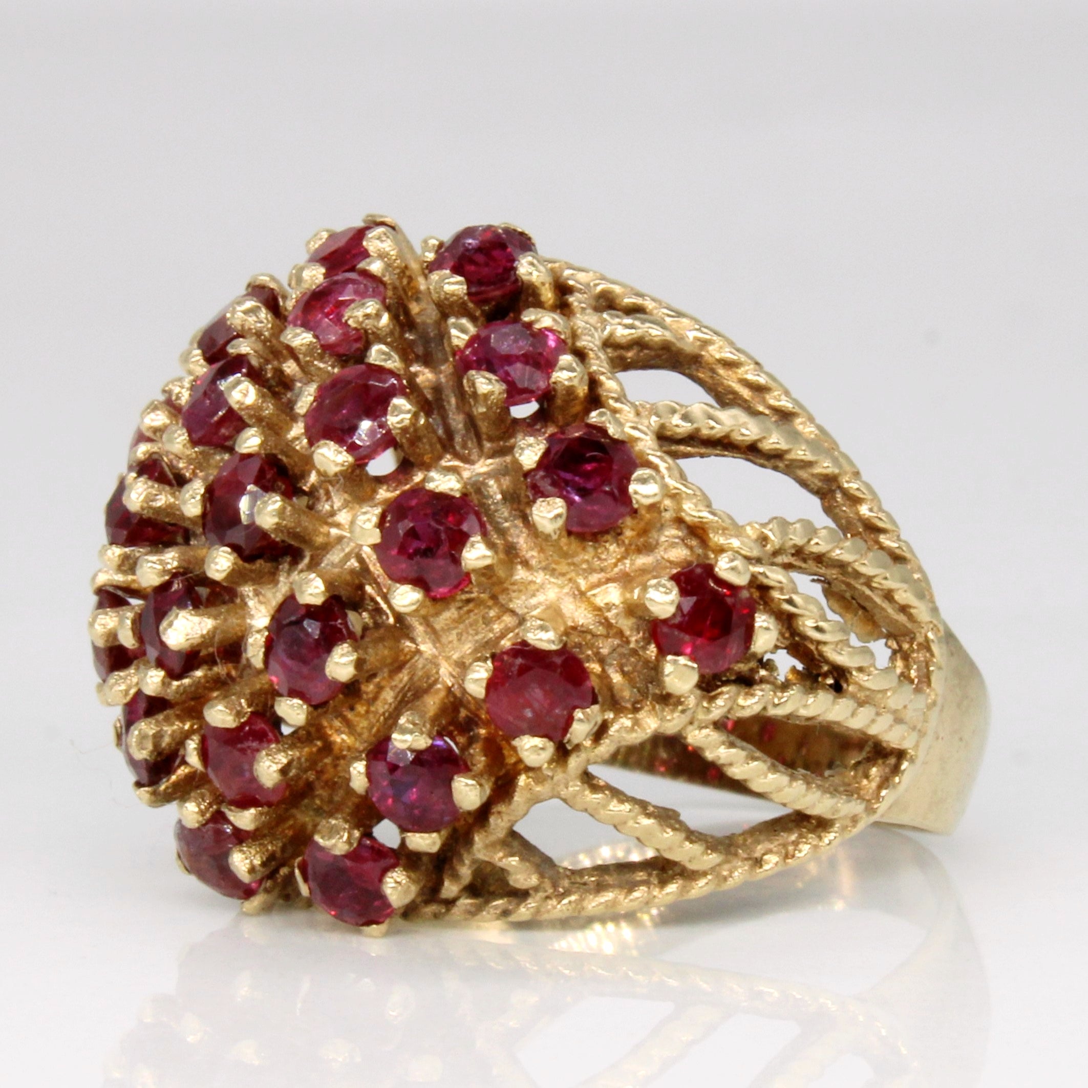 1978 Hallmarked Ruby Cluster Cocktail Ring | 1.85ctw | SZ 6 |