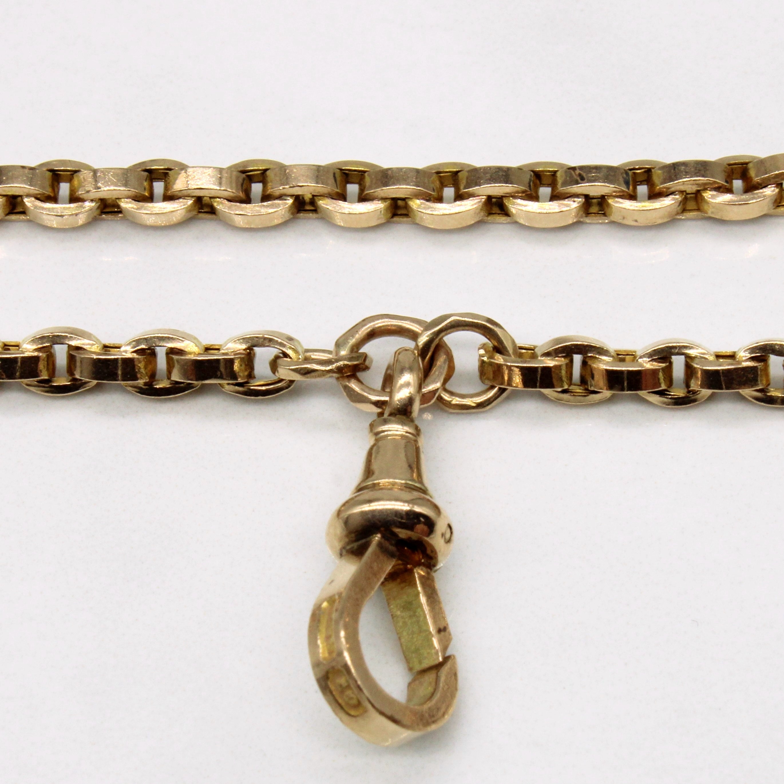 10k Yellow Gold Circle Link Watch Chain | 20" |