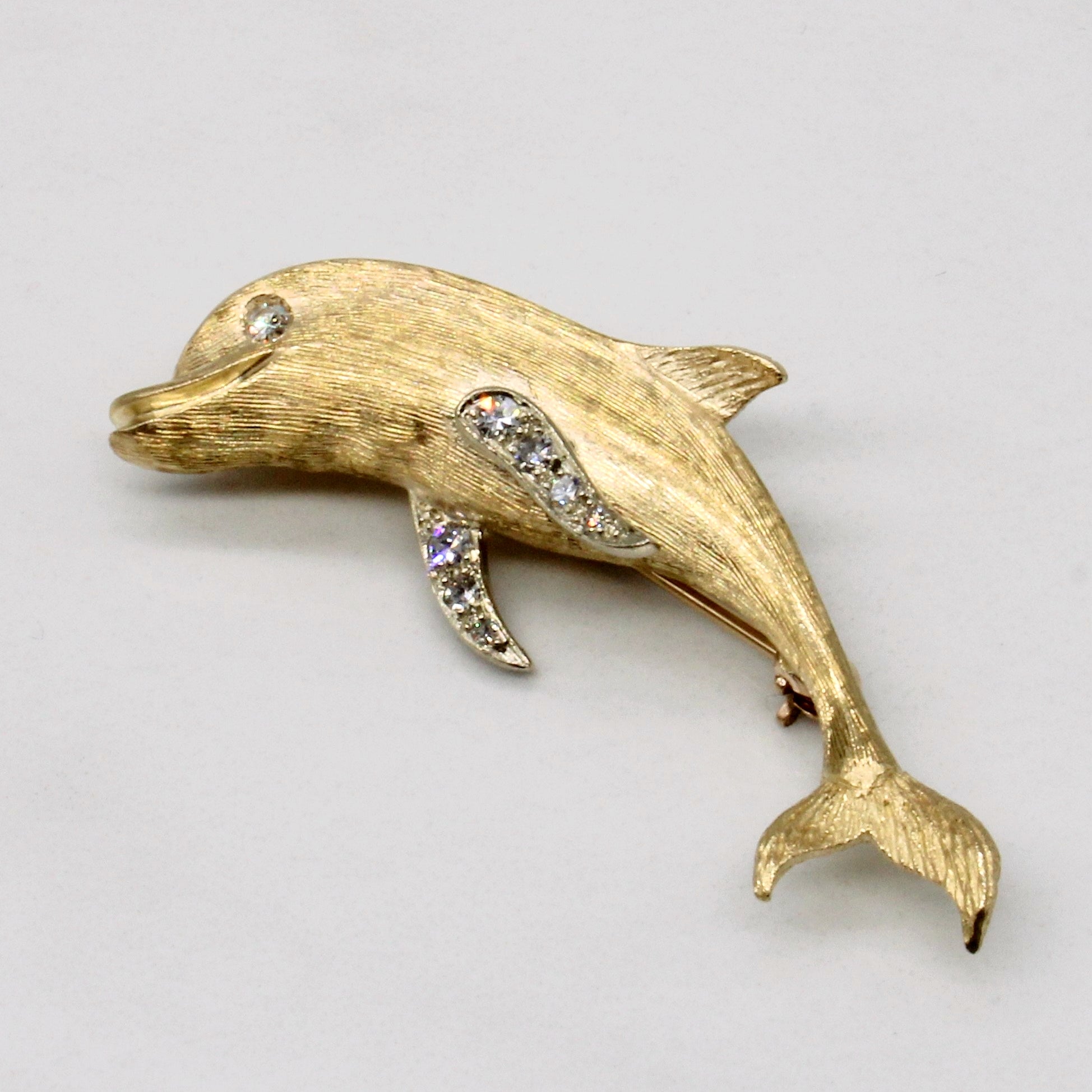 Diamond Dolphin Brooch | 0.10ctw |