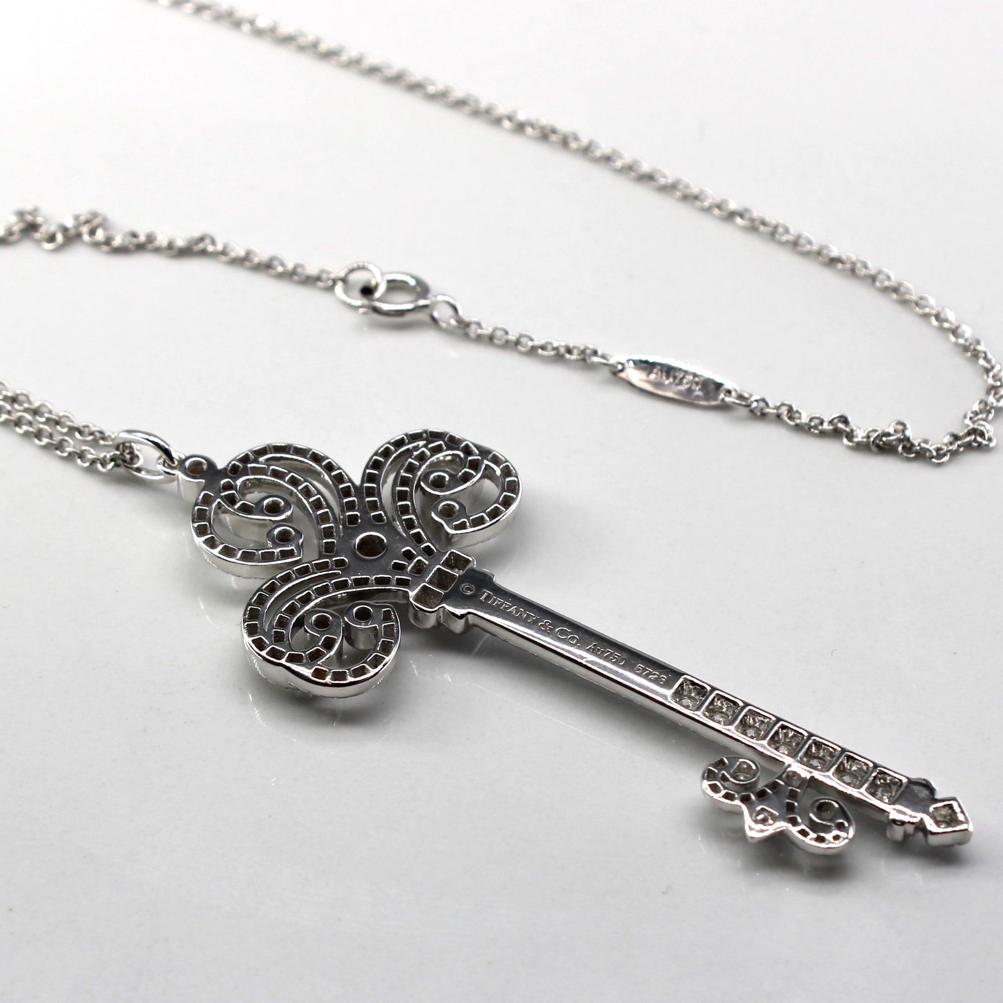 'Tiffany & Co' Diamond Key Pendant Necklace | 1.06ctw | 23
